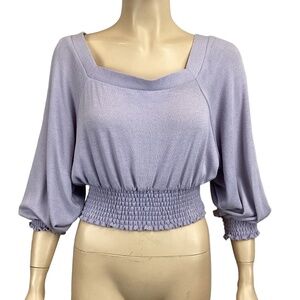 Free People soft cropped lilac sweater balloon sleeves size small